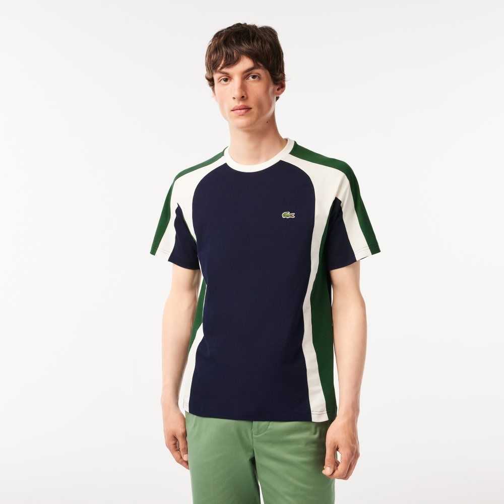 Lacoste Colorblock Pamuklu Jersey Lacivert Mavi Yeşil Beyaz | PG2093584