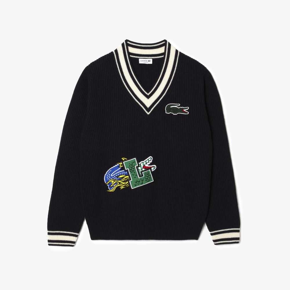 Lacoste Comic Badge Lacivert Mavi Beyaz | MG1840953