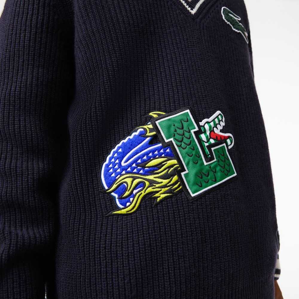 Lacoste Comic Badge Lacivert Mavi Beyaz | MG1840953