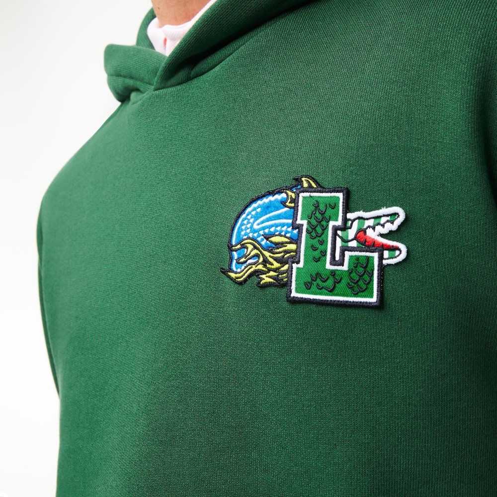 Lacoste Comic Effect Print Kukuletalı Yeşil | MG1347205