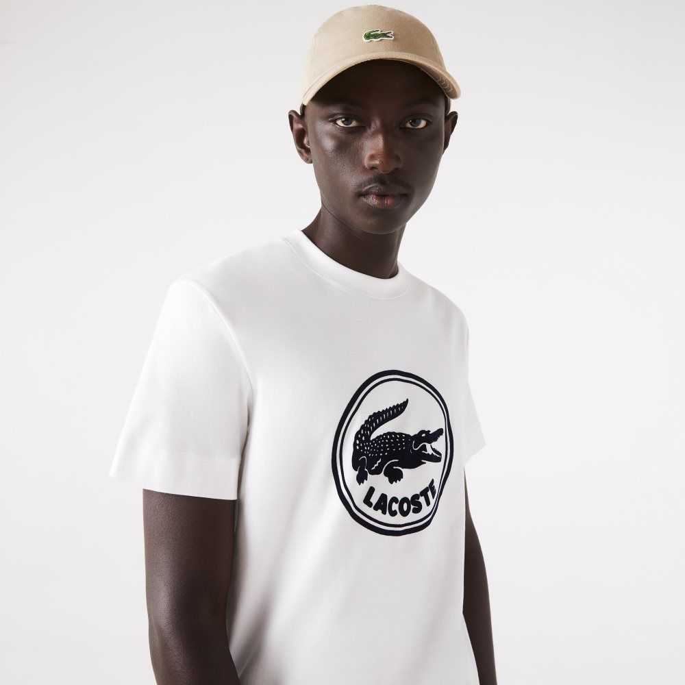 Lacoste Crew Neck 3D Printed logo Pamuklu Beyaz | SD9375142