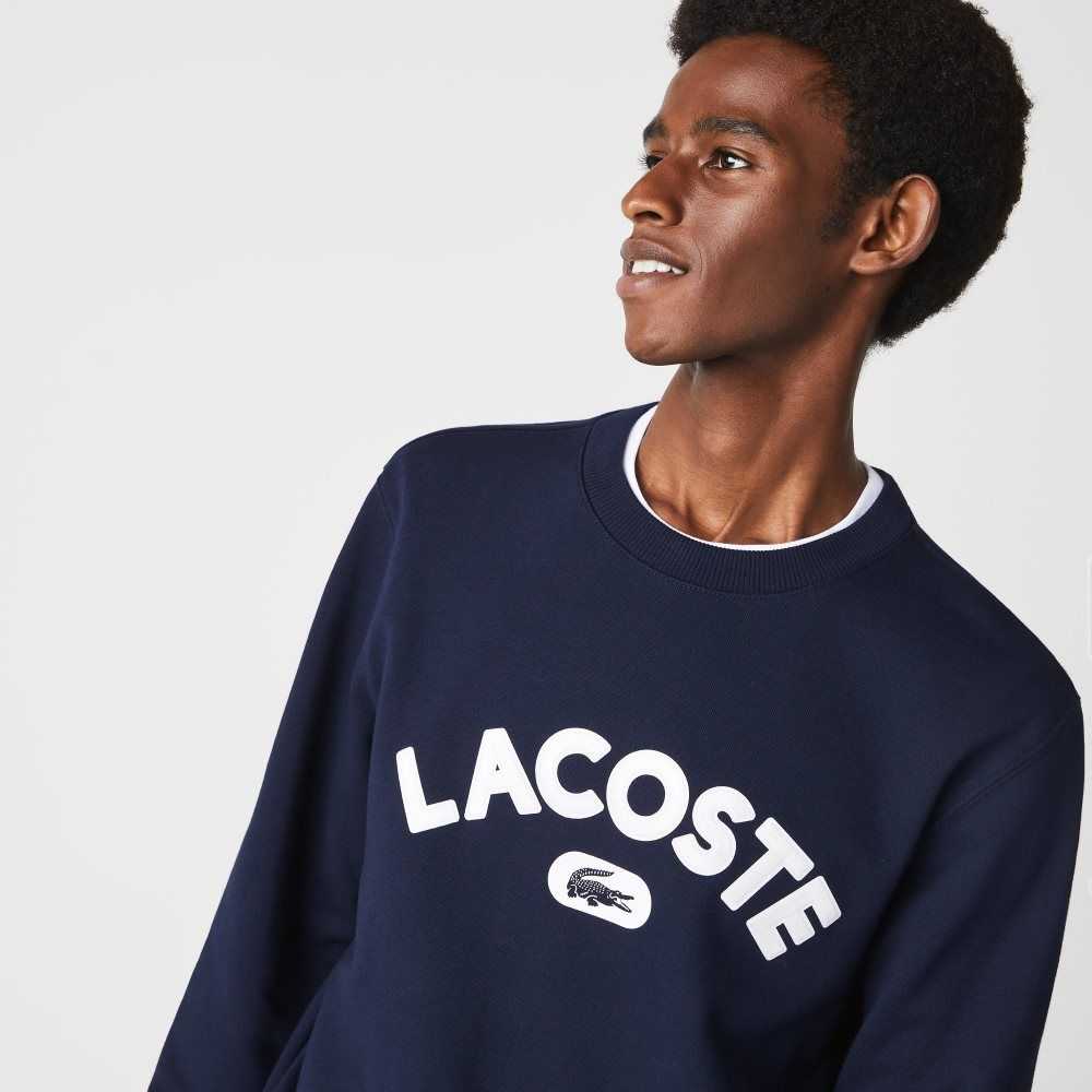 Lacoste Crew Neck Branded Terry Lacivert Mavi | IZ8501743