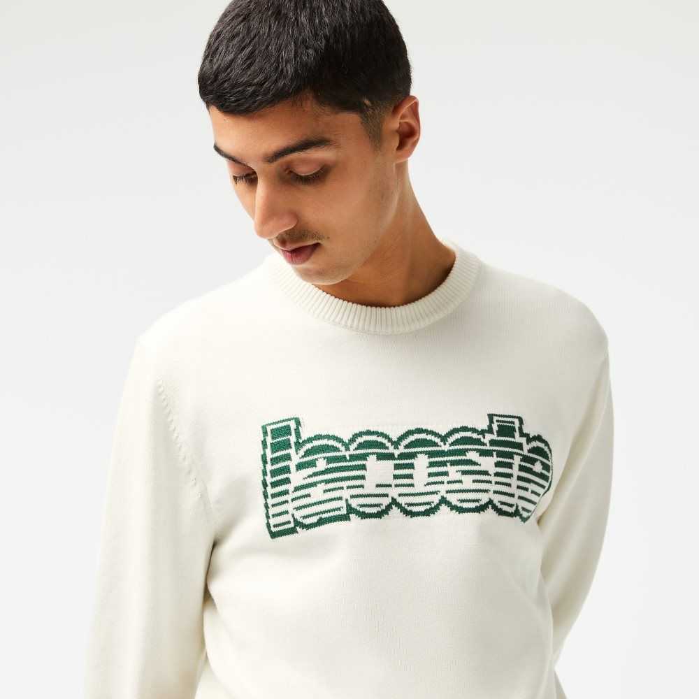 Lacoste Crew Neck Jersey Beyaz Yeşil | CG4157963