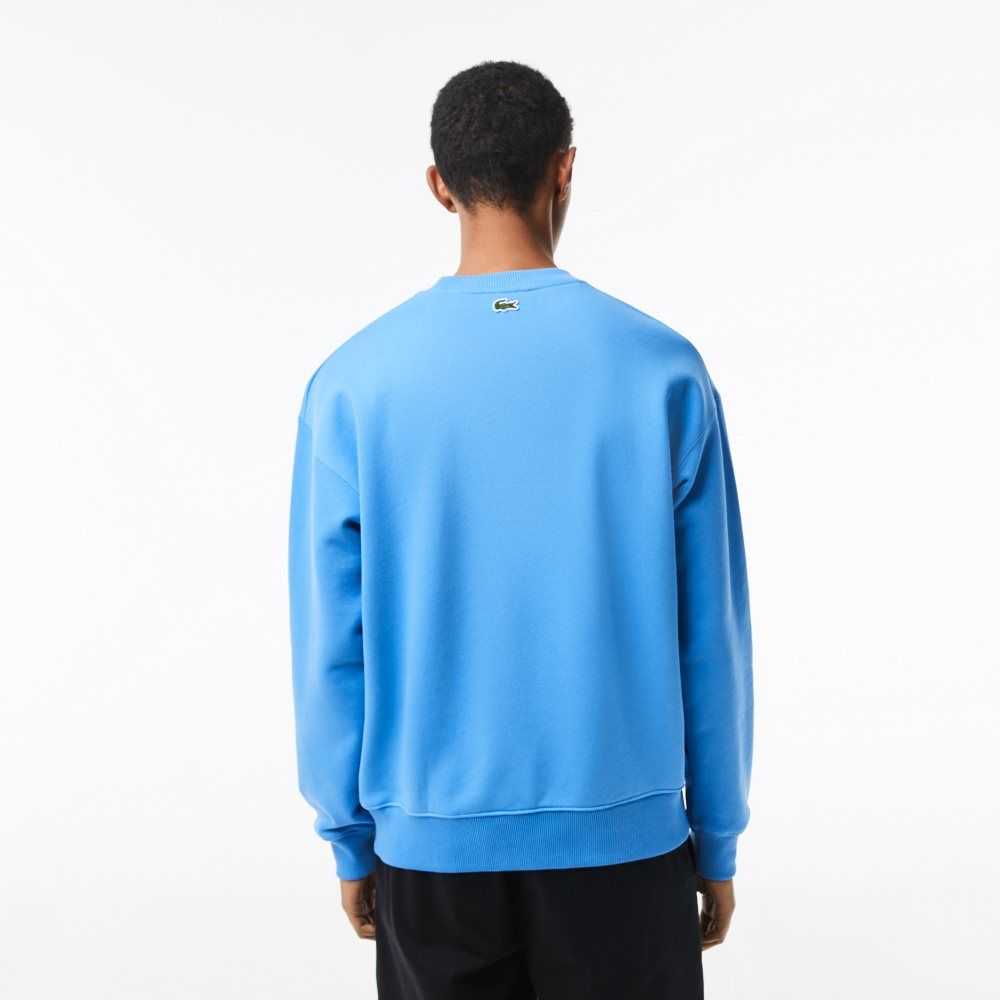 Lacoste Crew Neck Loose Fit Croc Print Mavi | YM6927851