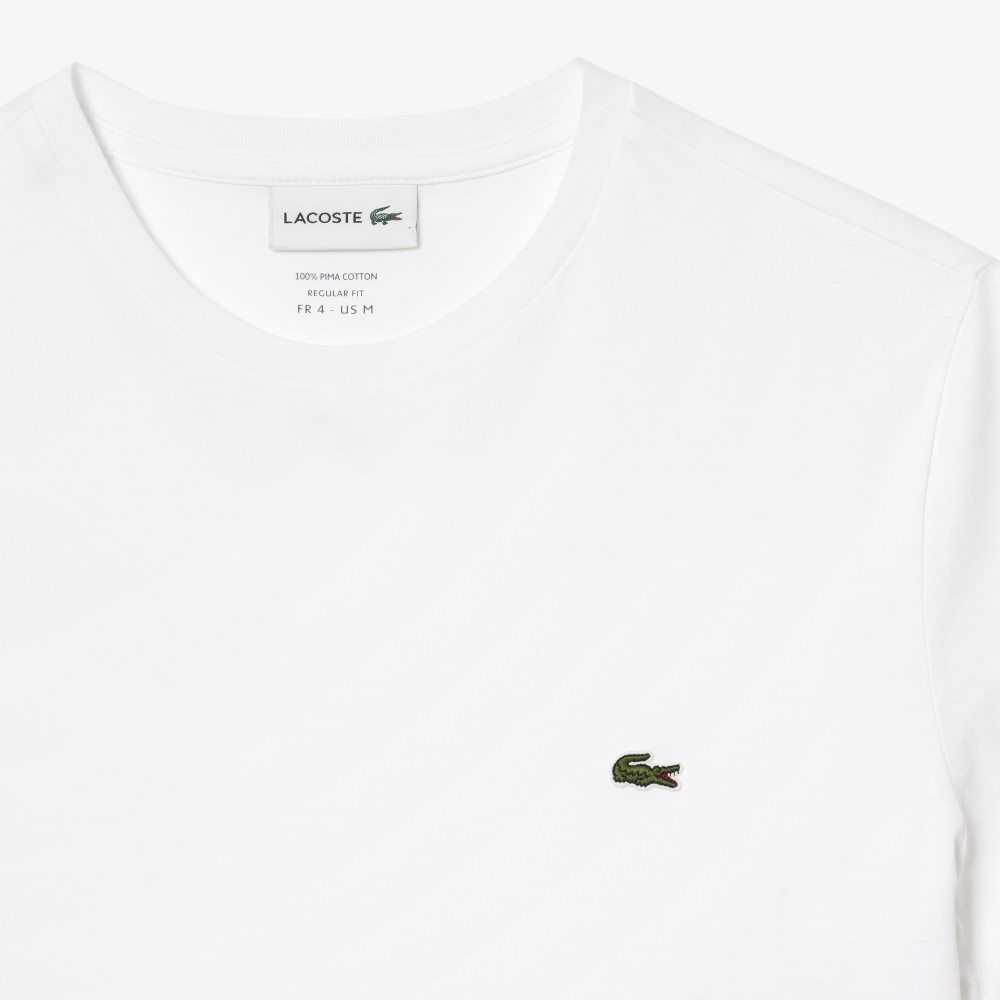 Lacoste Crew Neck Pima Pamuklu Jersey Beyaz | CT7906142