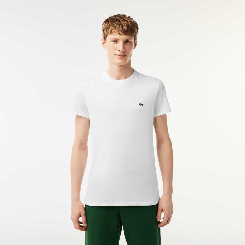 Lacoste Crew Neck Pima Pamuklu Jersey Beyaz | CT7906142