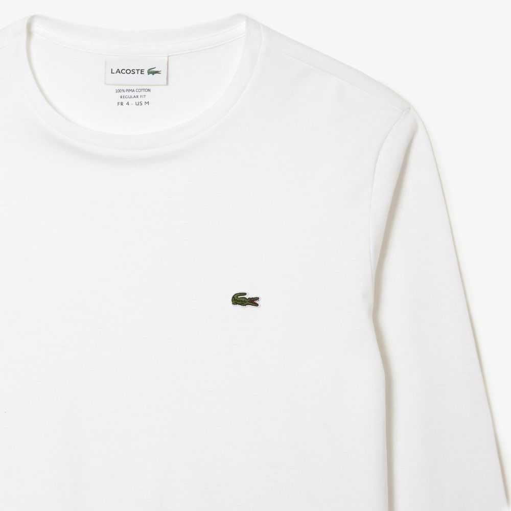 Lacoste Crew Neck Pima Pamuklu Jersey Beyaz | TJ0915273