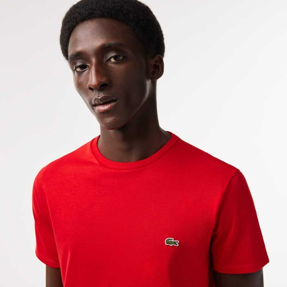 Lacoste Crew Neck Pima Pamuklu Jersey Kırmızı | AB5918760