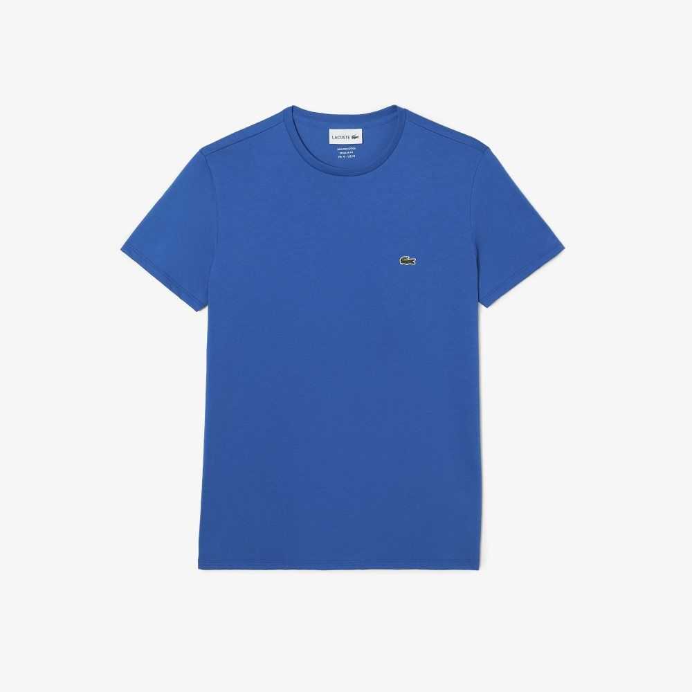 Lacoste Crew Neck Pima Pamuklu Jersey Mavi | XF5941672