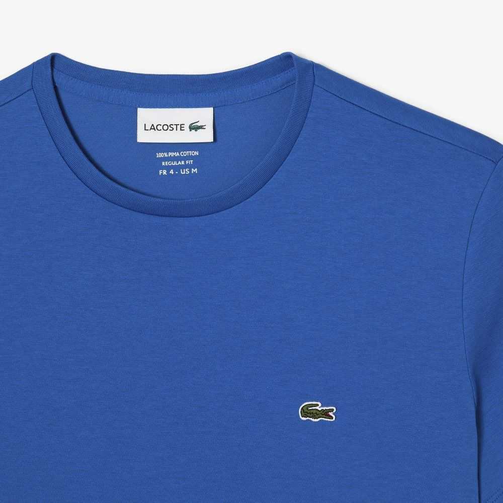 Lacoste Crew Neck Pima Pamuklu Jersey Mavi | XF5941672