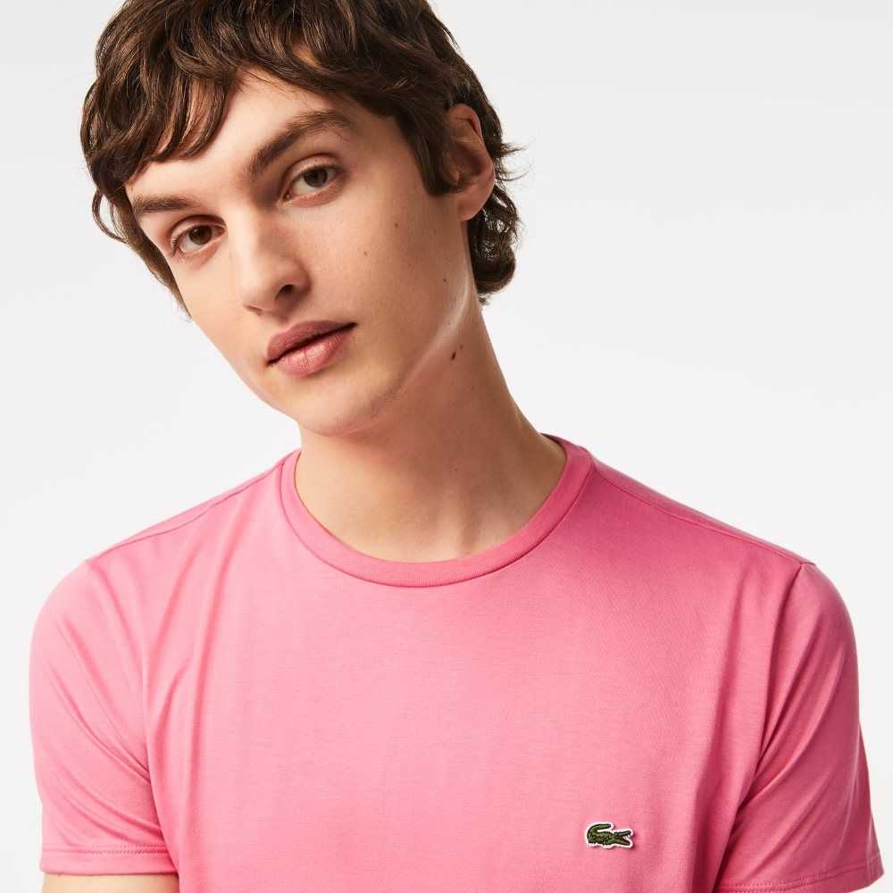 Lacoste Crew Neck Pima Pamuklu Jersey Pembe | KC0863741