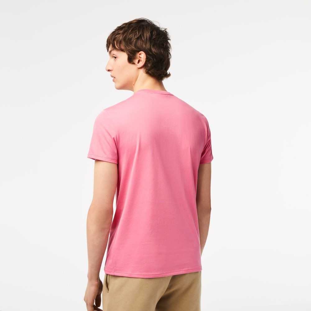 Lacoste Crew Neck Pima Pamuklu Jersey Pembe | KC0863741