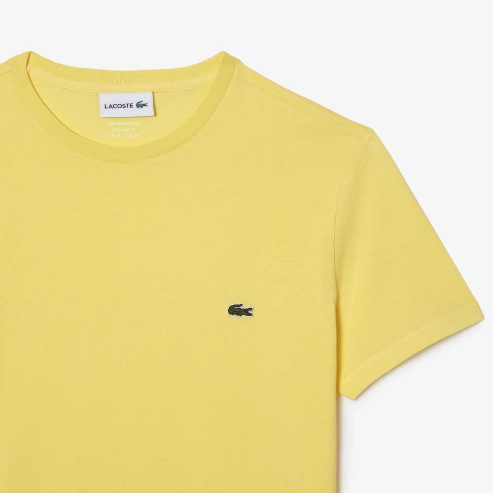 Lacoste Crew Neck Pima Pamuklu Jersey Sarı | AB5674392