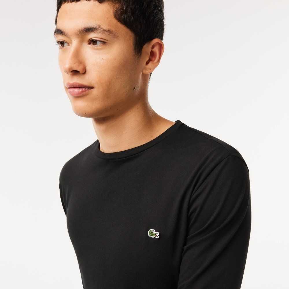 Lacoste Crew Neck Pima Pamuklu Jersey Siyah | CS6508297