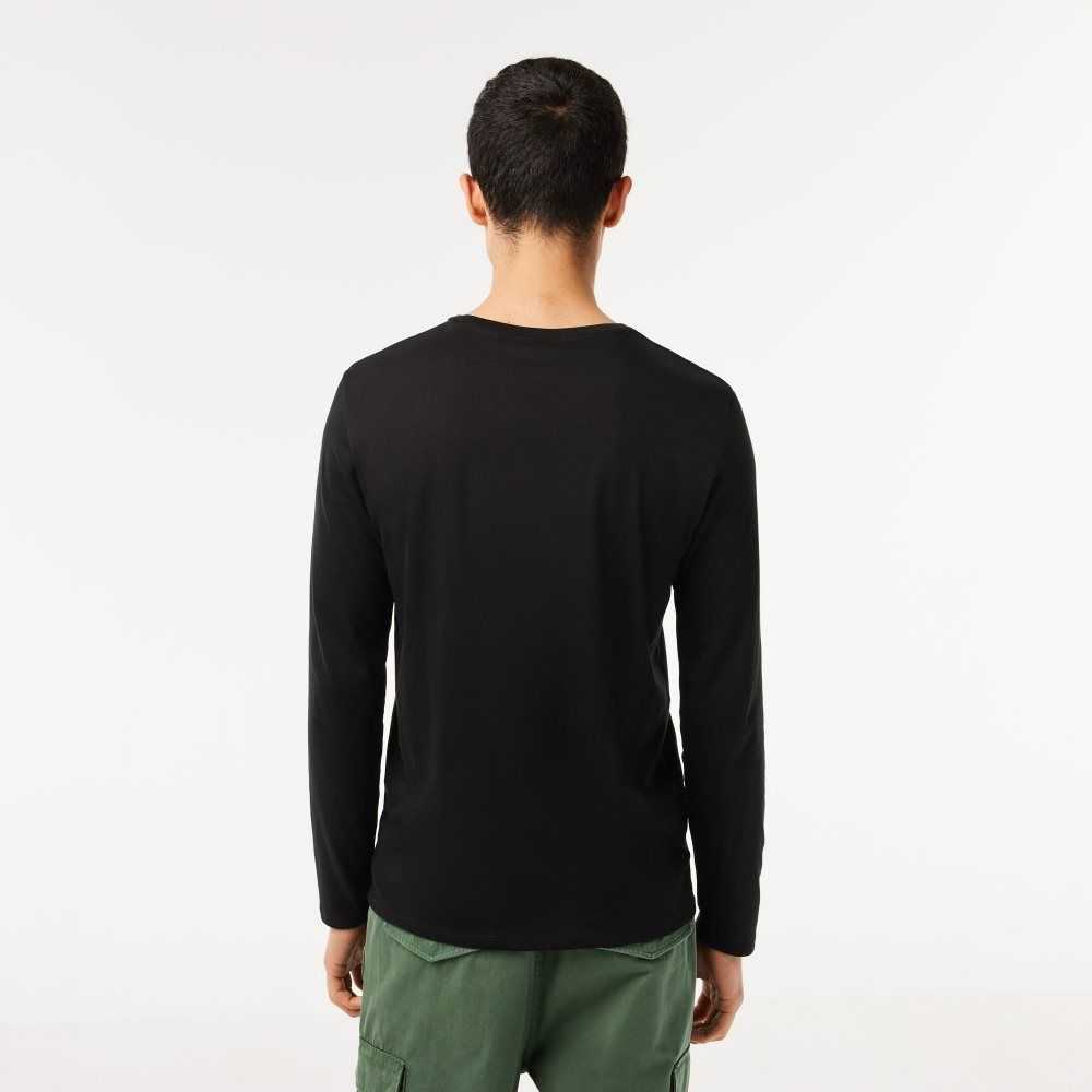 Lacoste Crew Neck Pima Pamuklu Jersey Siyah | CS6508297