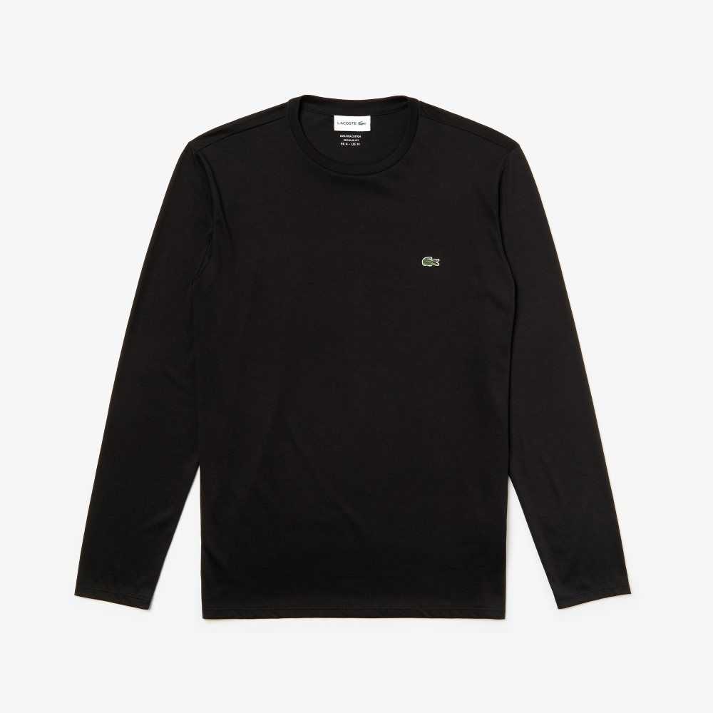 Lacoste Crew Neck Pima Pamuklu Jersey Siyah | CS6508297