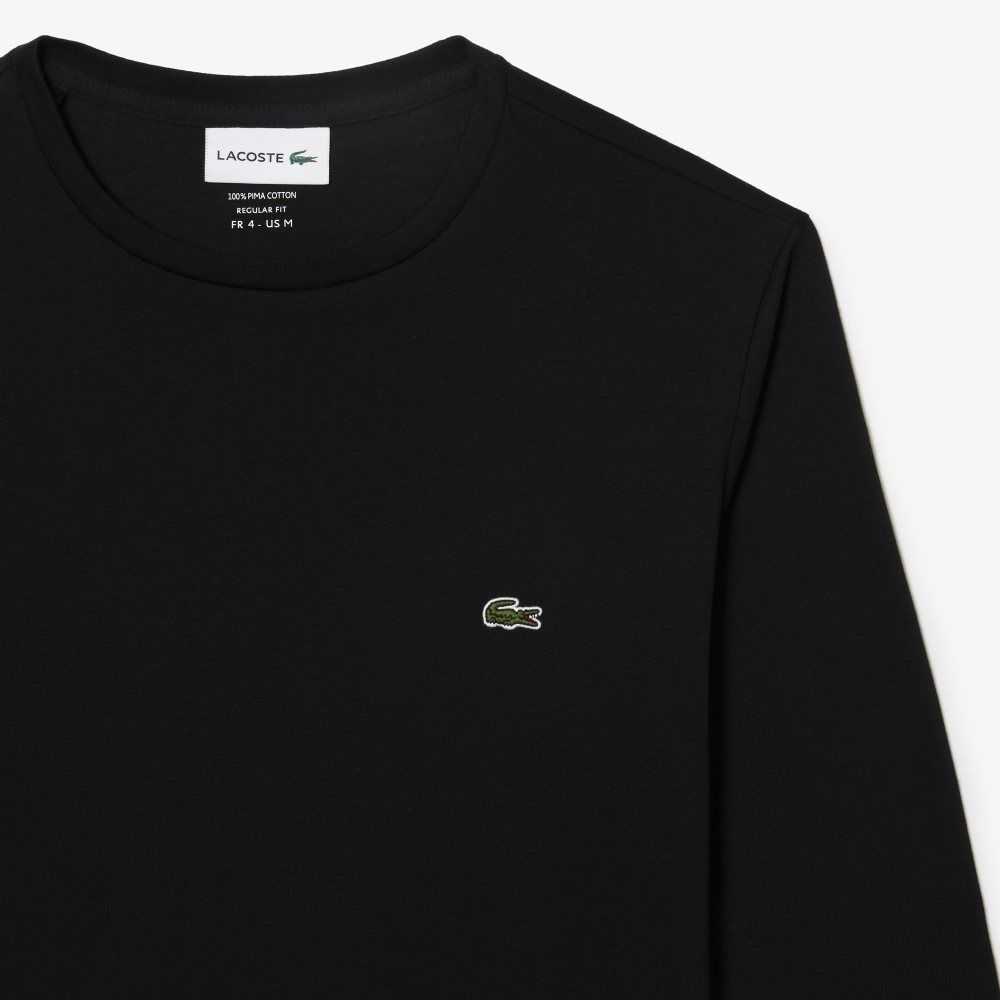 Lacoste Crew Neck Pima Pamuklu Jersey Siyah | CS6508297