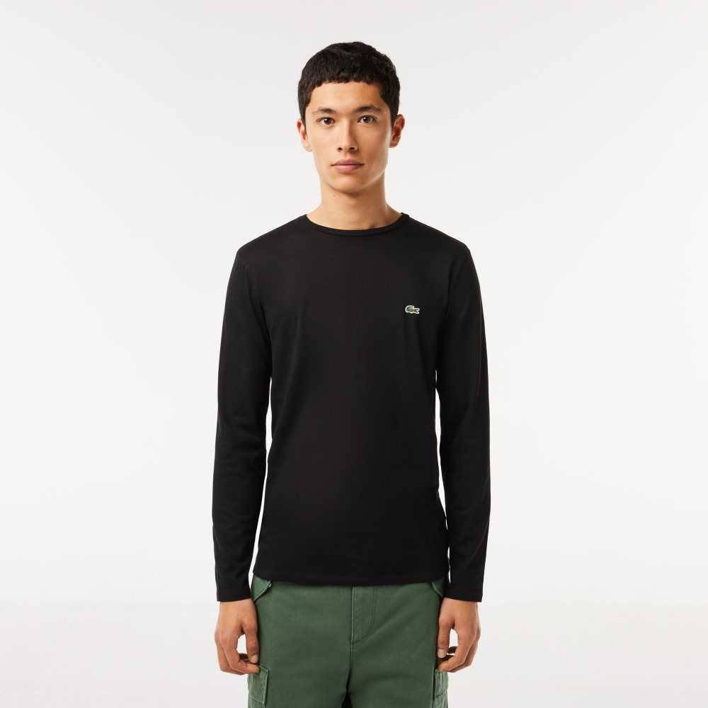 Lacoste Crew Neck Pima Pamuklu Jersey Siyah | CS6508297