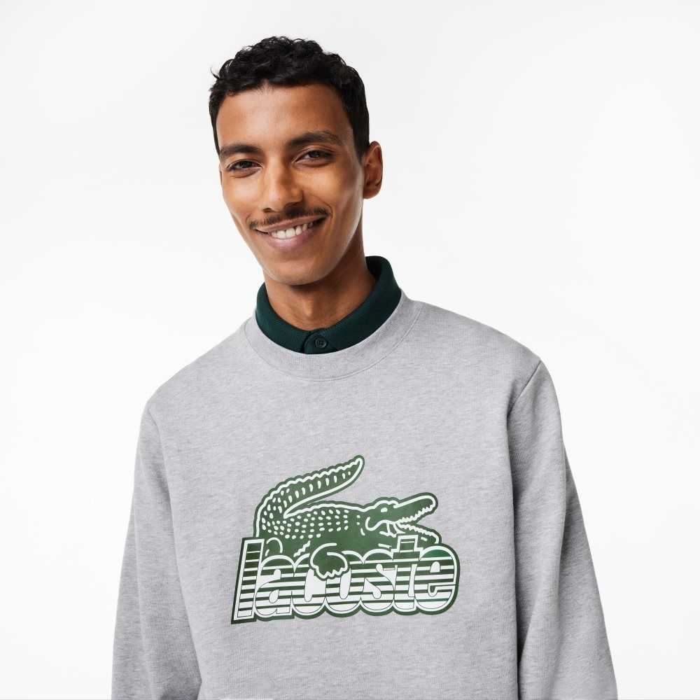 Lacoste Crew Neck Unbrushed Fleece Sweatshirt Gri | NU5436780