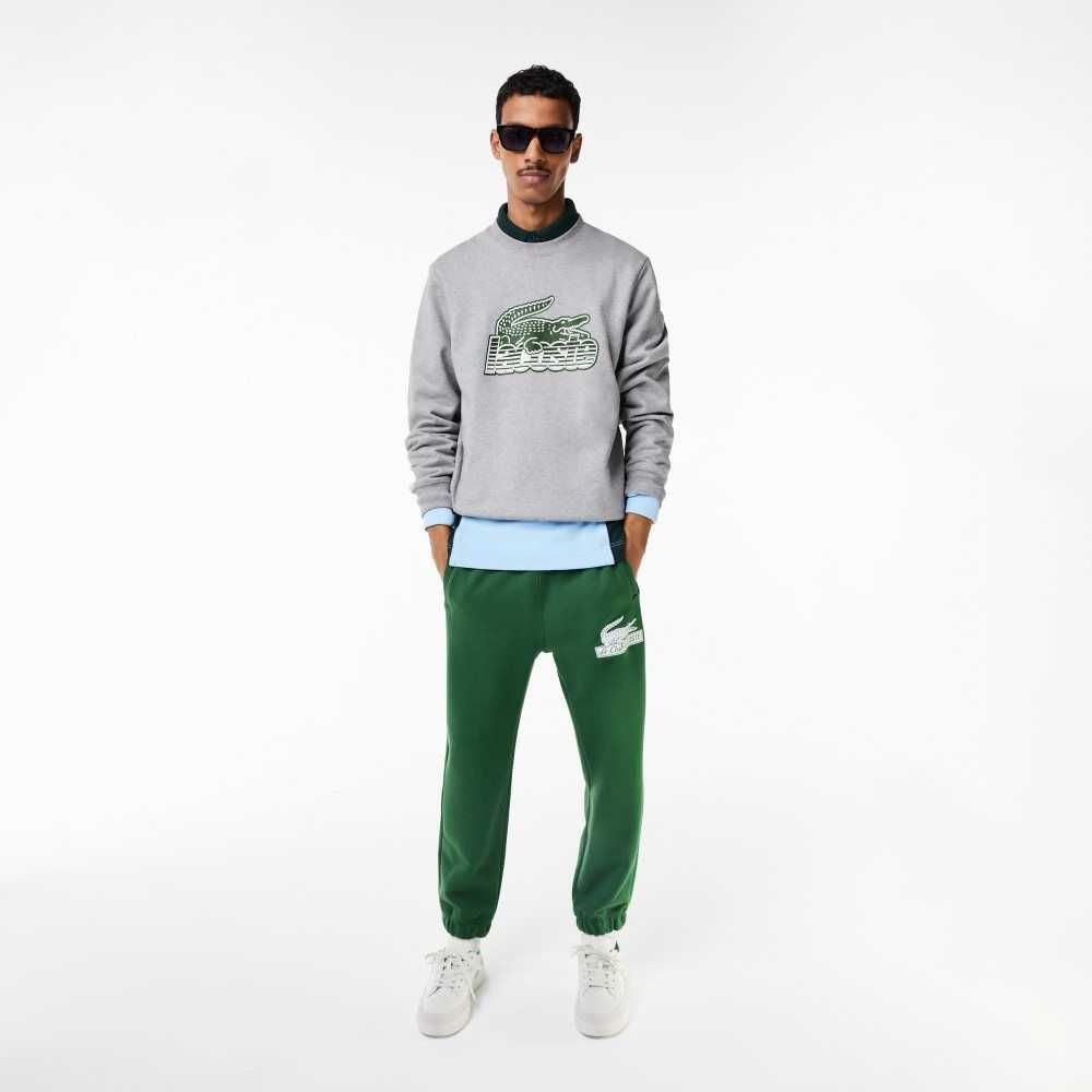 Lacoste Crew Neck Unbrushed Fleece Sweatshirt Gri | NU5436780