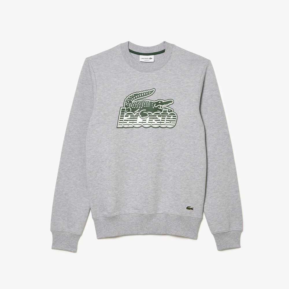 Lacoste Crew Neck Unbrushed Fleece Sweatshirt Gri | NU5436780