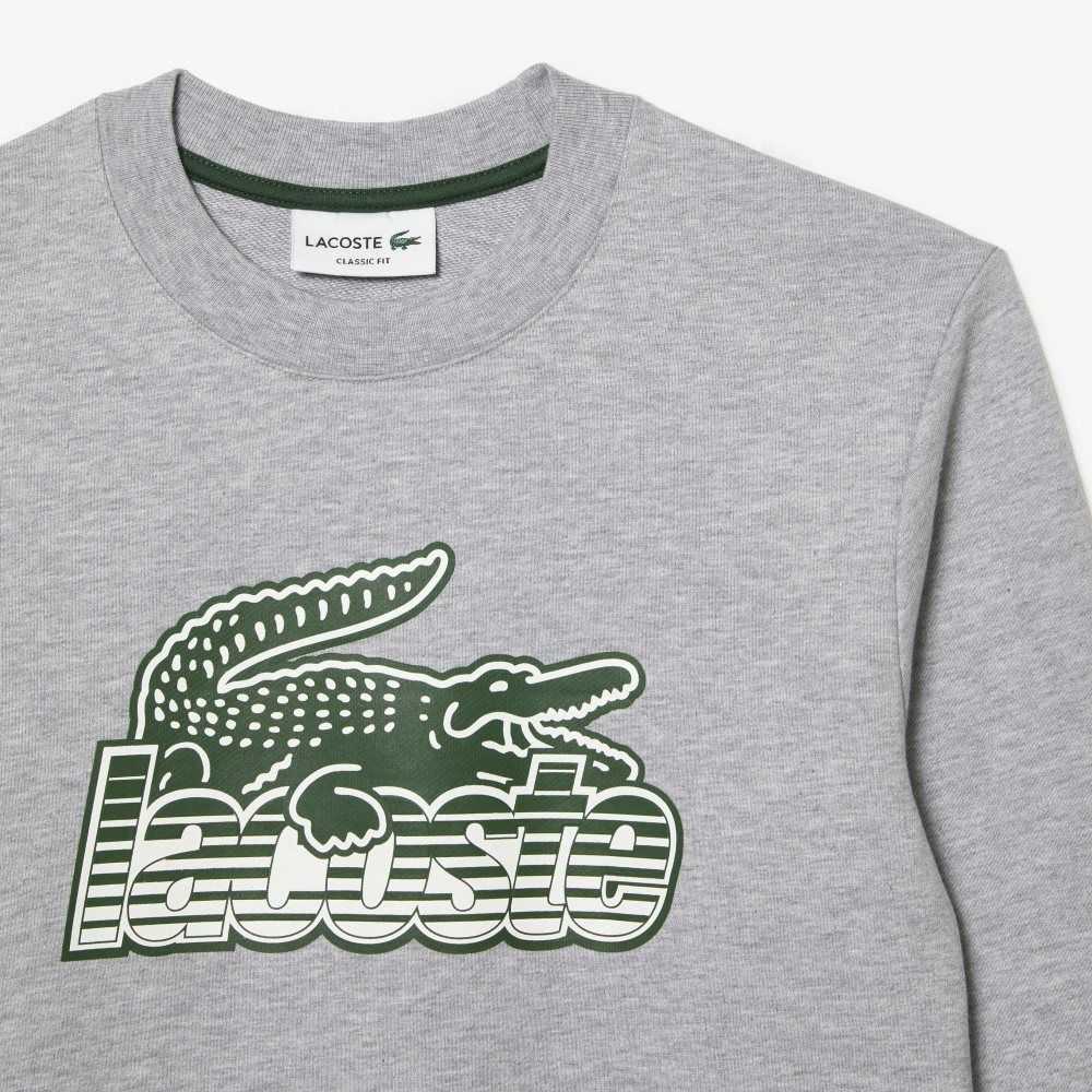 Lacoste Crew Neck Unbrushed Fleece Sweatshirt Gri | NU5436780