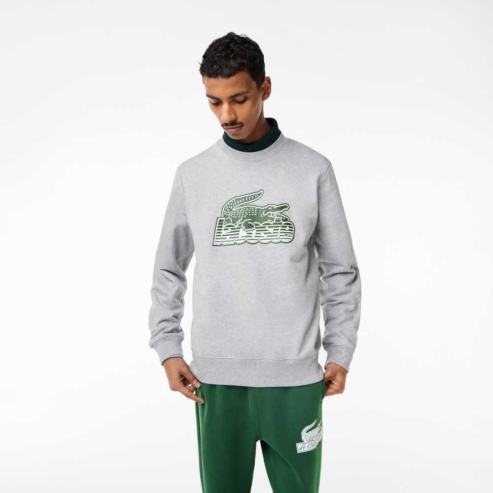 Lacoste Crew Neck Unbrushed Fleece Sweatshirt Gri | NU5436780