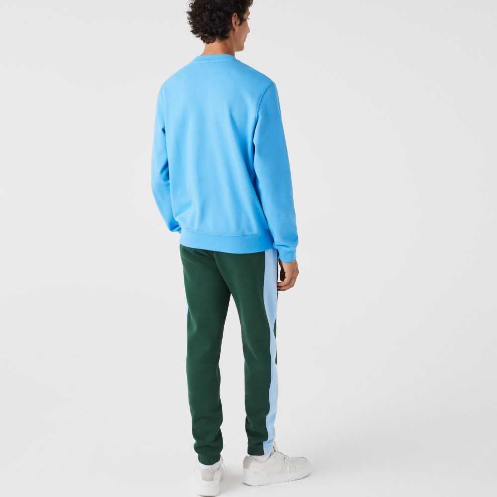 Lacoste Crocodile Print Crew Neck Mavi | AV7819520