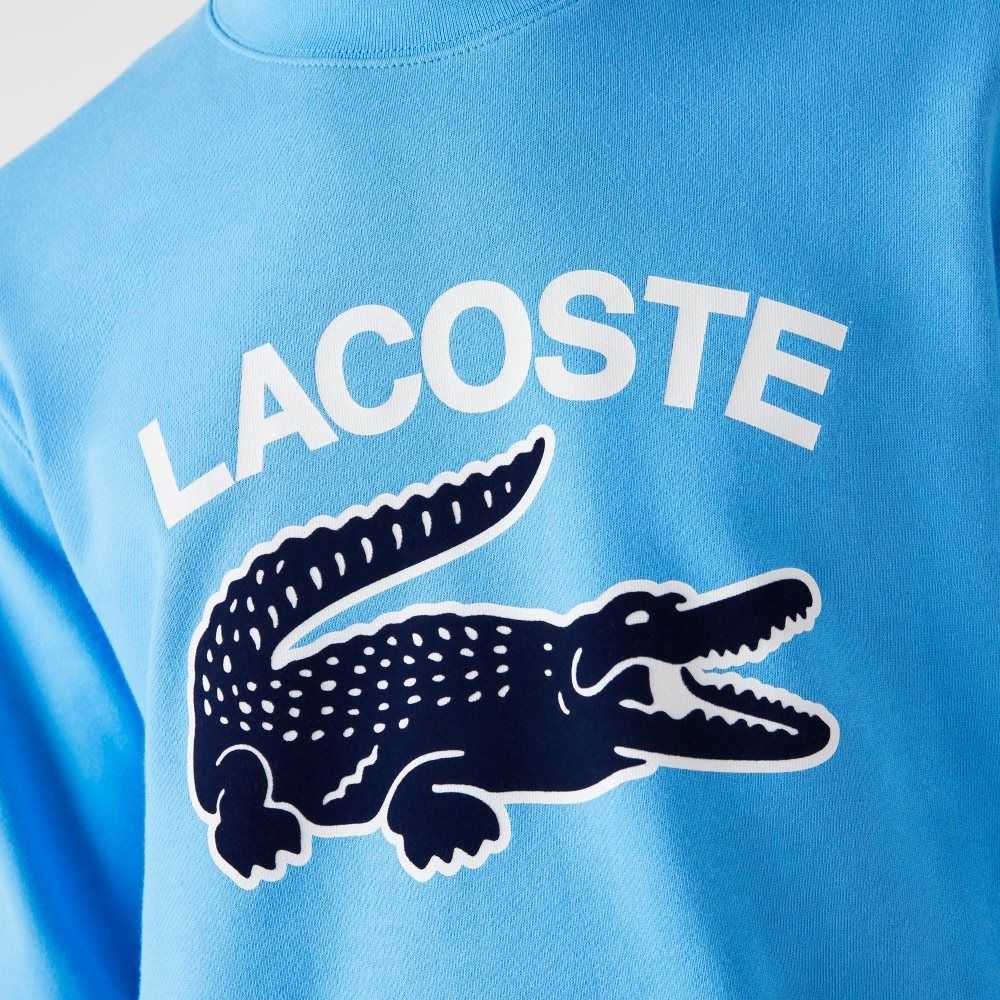 Lacoste Crocodile Print Crew Neck Mavi | AV7819520