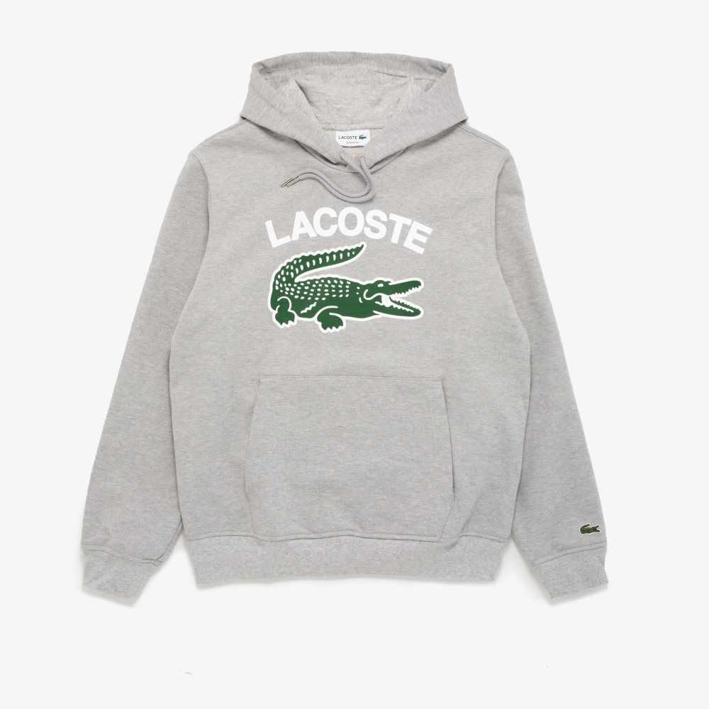 Lacoste Crocodile Print Hoodie Gri Beyaz Yeşil | CE4630985