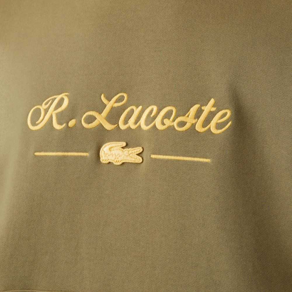 Lacoste Embroidered Lettering Kukuletalı Pamuklu Fleece Haki Yeşil | HI6124758