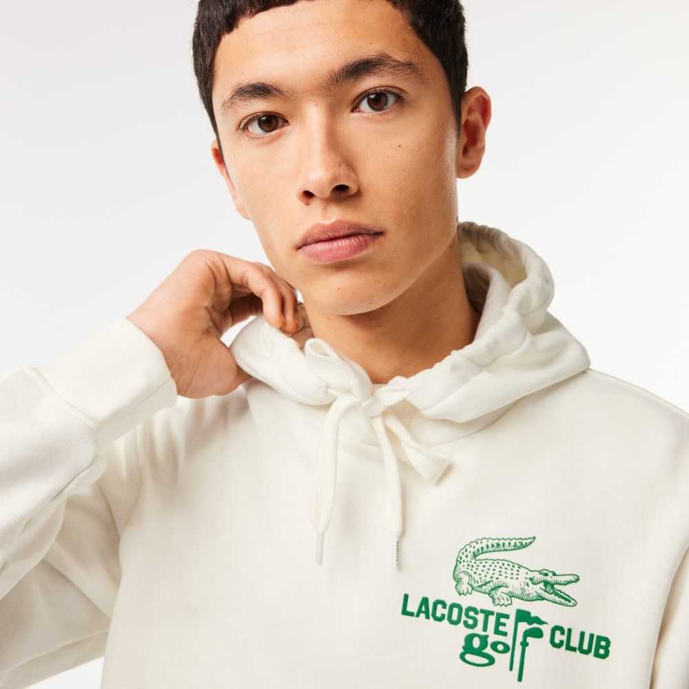 Lacoste Golf Relaxed Fit Hoodie Beyaz | CM4589716