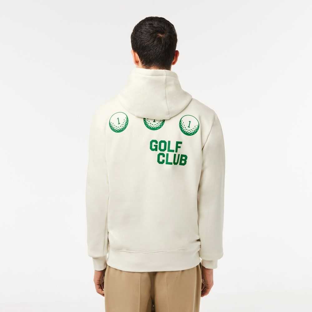 Lacoste Golf Relaxed Fit Hoodie Beyaz | CM4589716