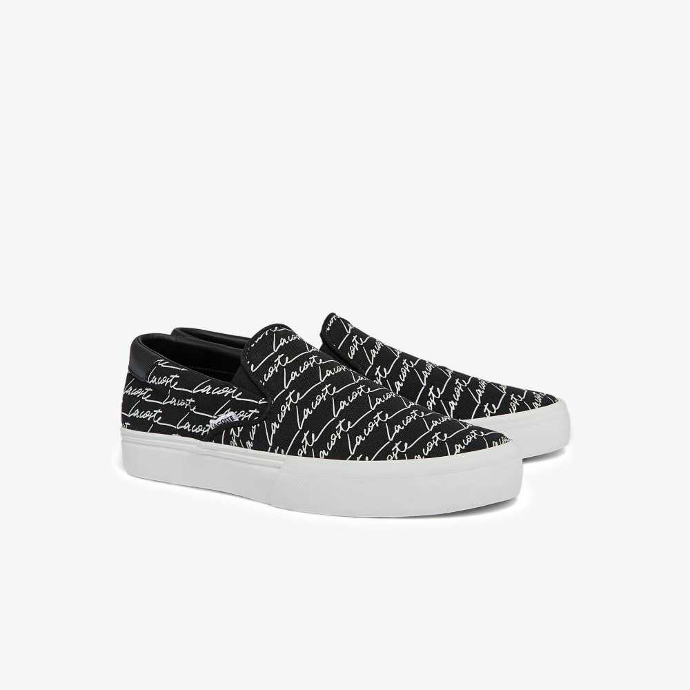 Lacoste Jump Serve Kanvas Slip-On Siyah Beyaz | WS2079358