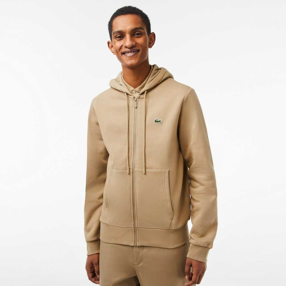 Lacoste Kangaroo Pocket Fleece Zipped Bej Rengi | MH1983425