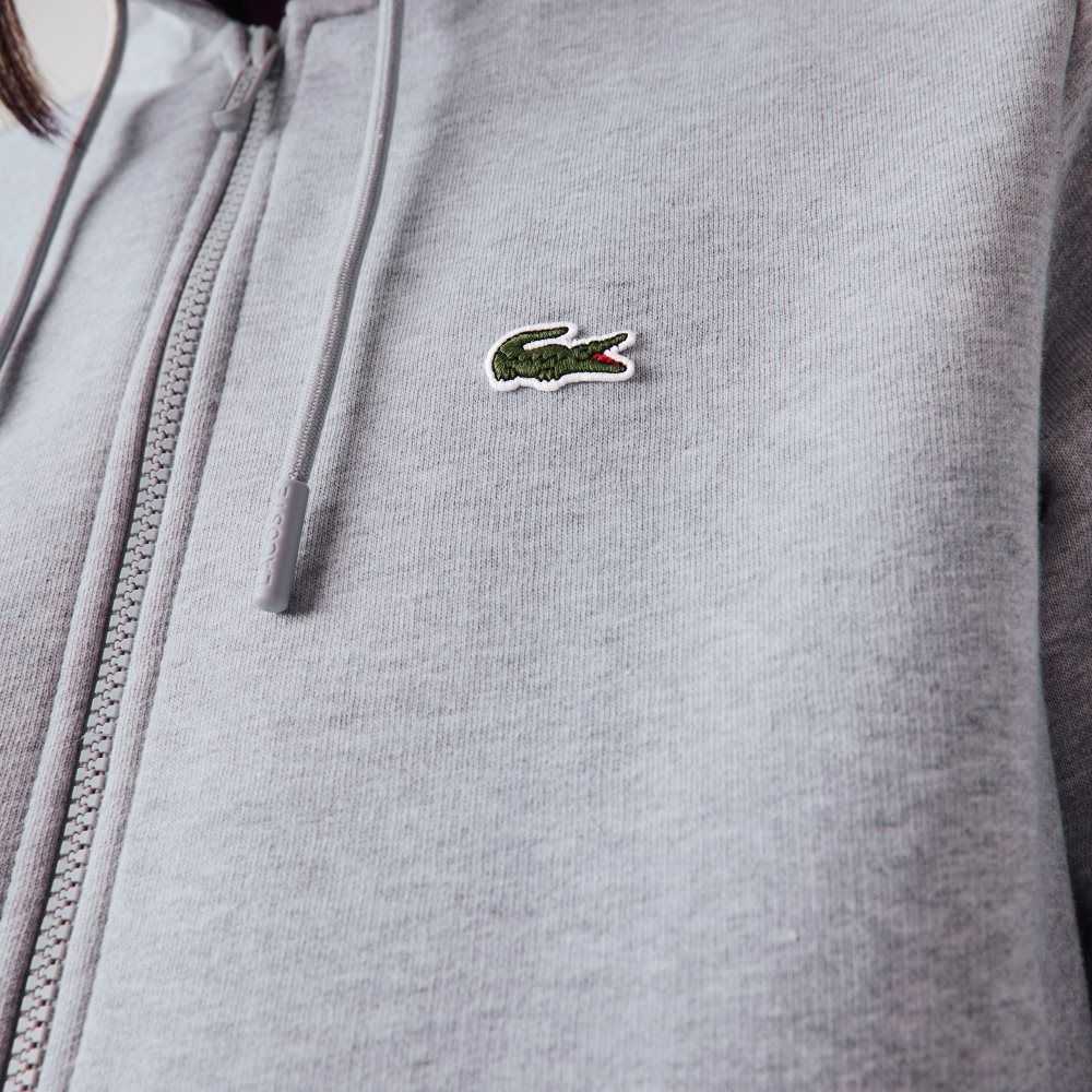 Lacoste Kangaroo Pocket Fleece Zipped Gri | JR7843596