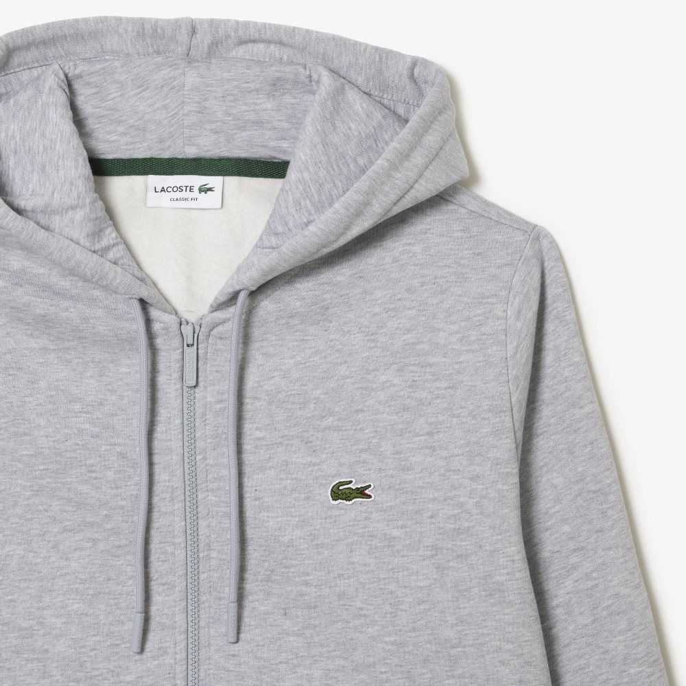 Lacoste Kangaroo Pocket Fleece Zipped Gri | JR7843596