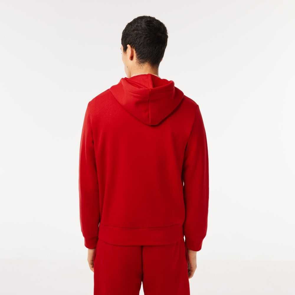 Lacoste Kangaroo Pocket Fleece Zipped Kırmızı | EG4513862