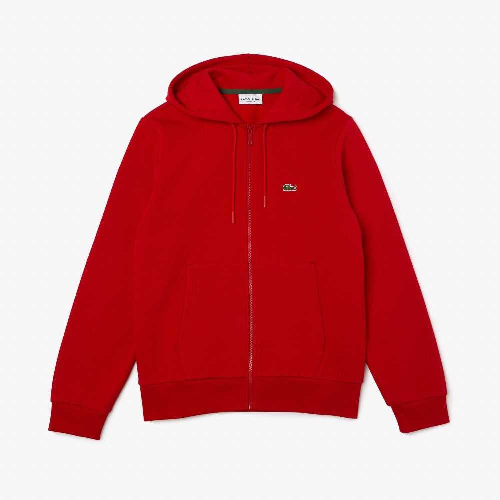 Lacoste Kangaroo Pocket Fleece Zipped Kırmızı | EG4513862