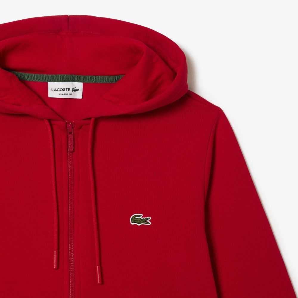 Lacoste Kangaroo Pocket Fleece Zipped Kırmızı | EG4513862