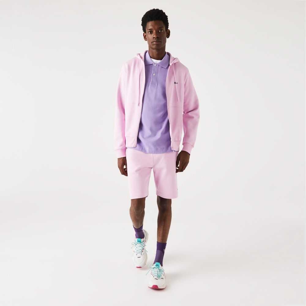 Lacoste Kangaroo Pocket Fleece Zipped Pembe | HU9758432