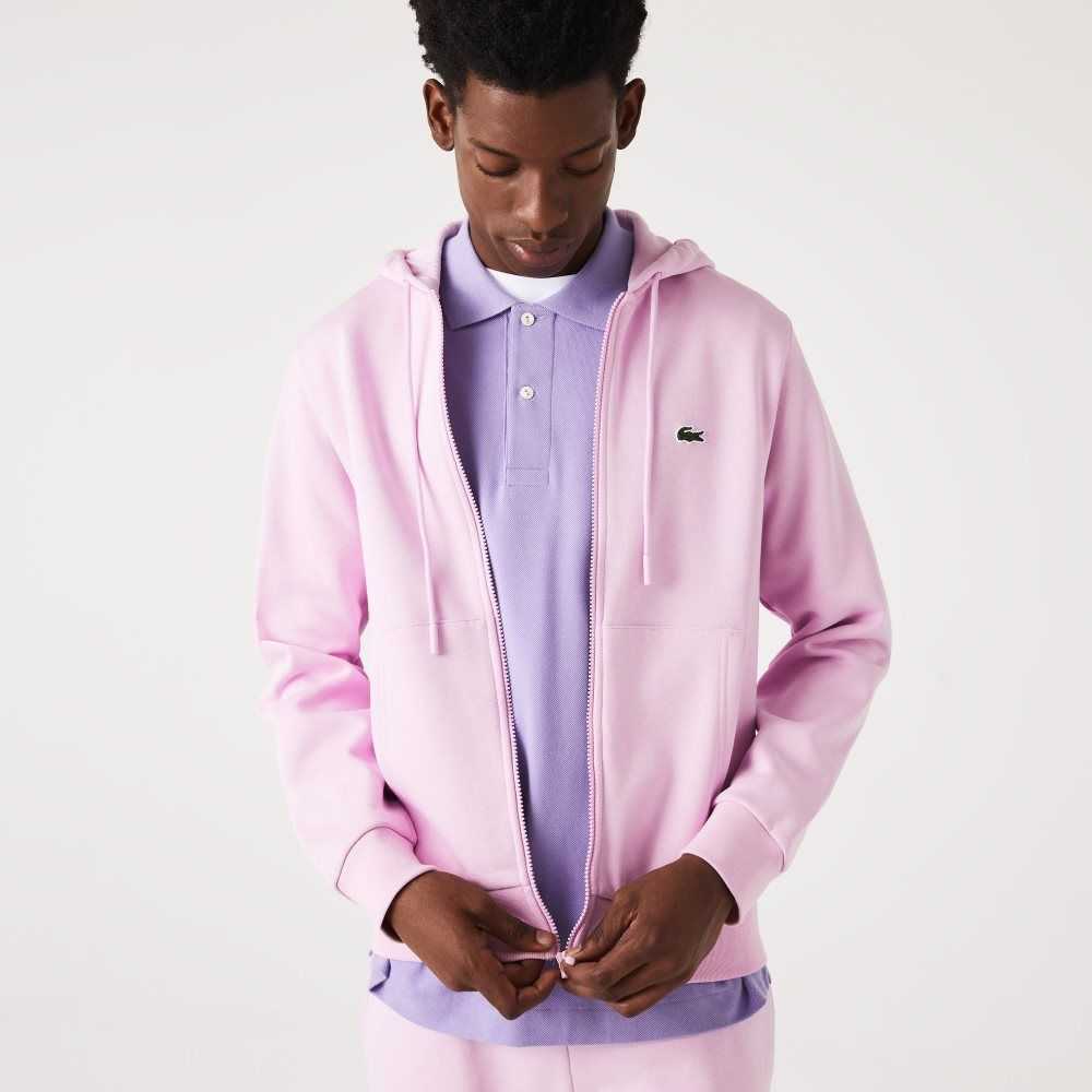 Lacoste Kangaroo Pocket Fleece Zipped Pembe | HU9758432