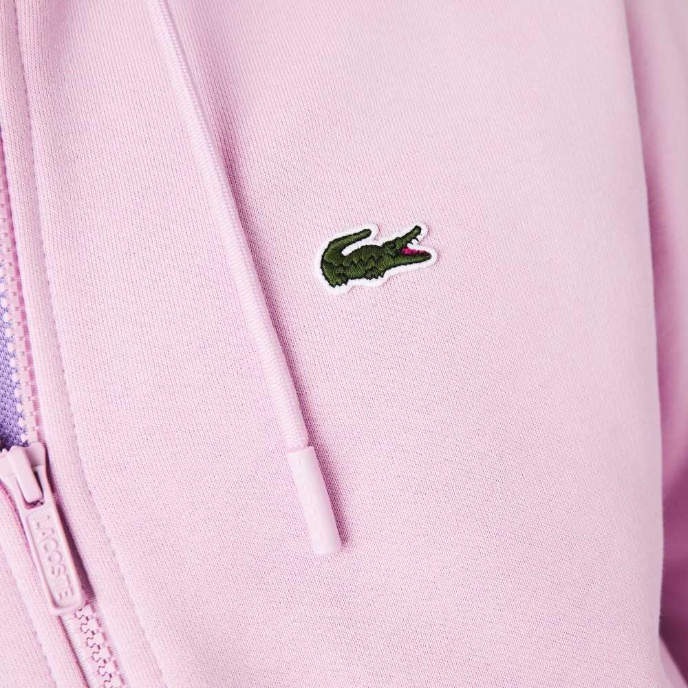 Lacoste Kangaroo Pocket Fleece Zipped Pembe | HU9758432