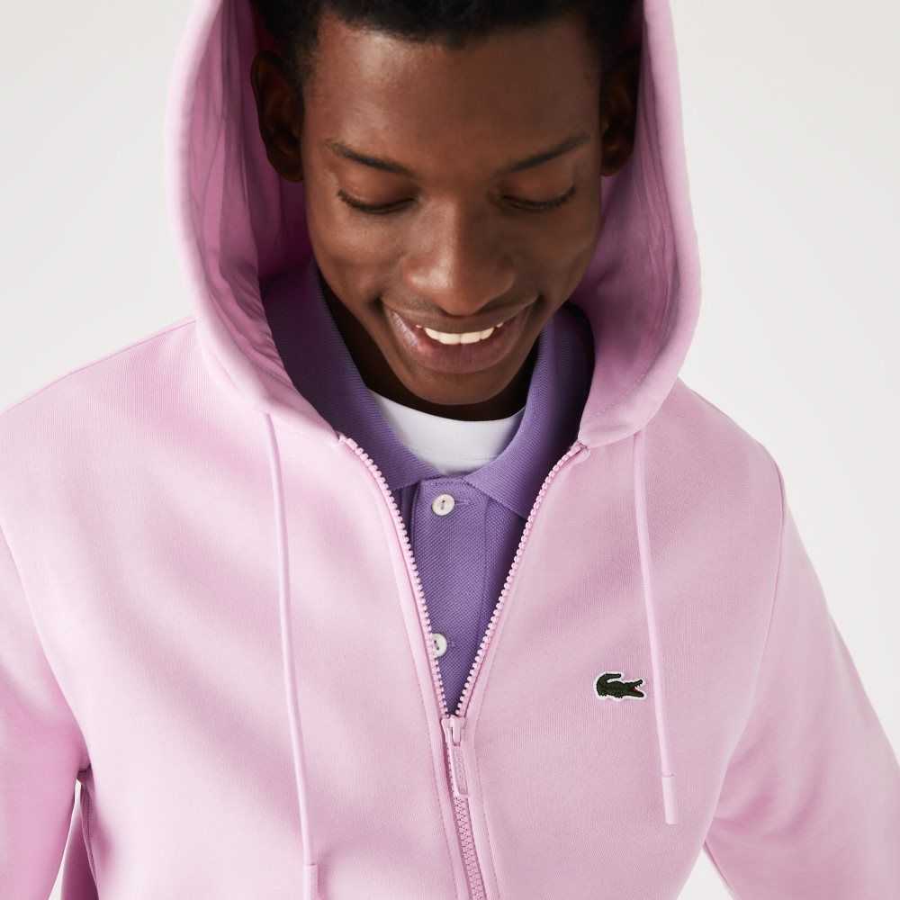 Lacoste Kangaroo Pocket Fleece Zipped Pembe | HU9758432