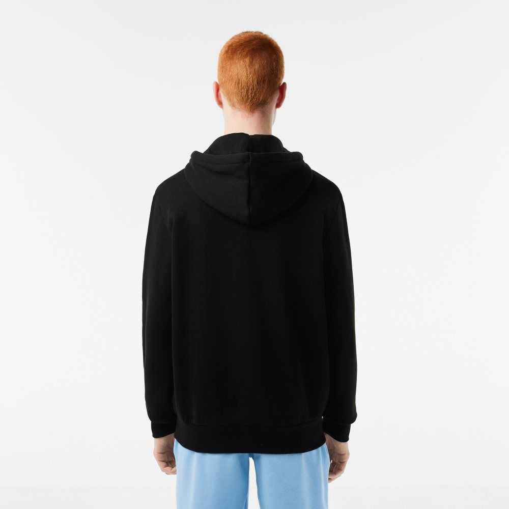 Lacoste Kangaroo Pocket Fleece Zipped Siyah | YU3291456