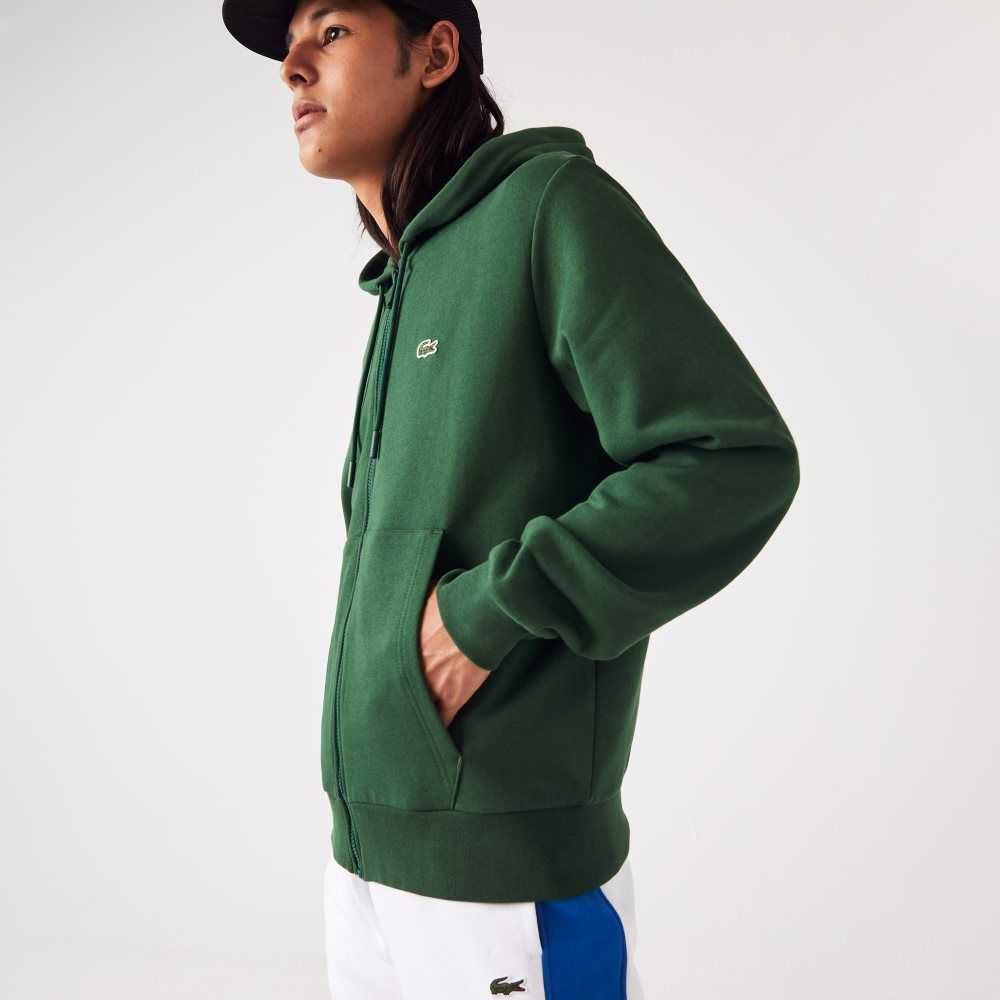 Lacoste Kangaroo Pocket Fleece Zipped Yeşil | SO8924630