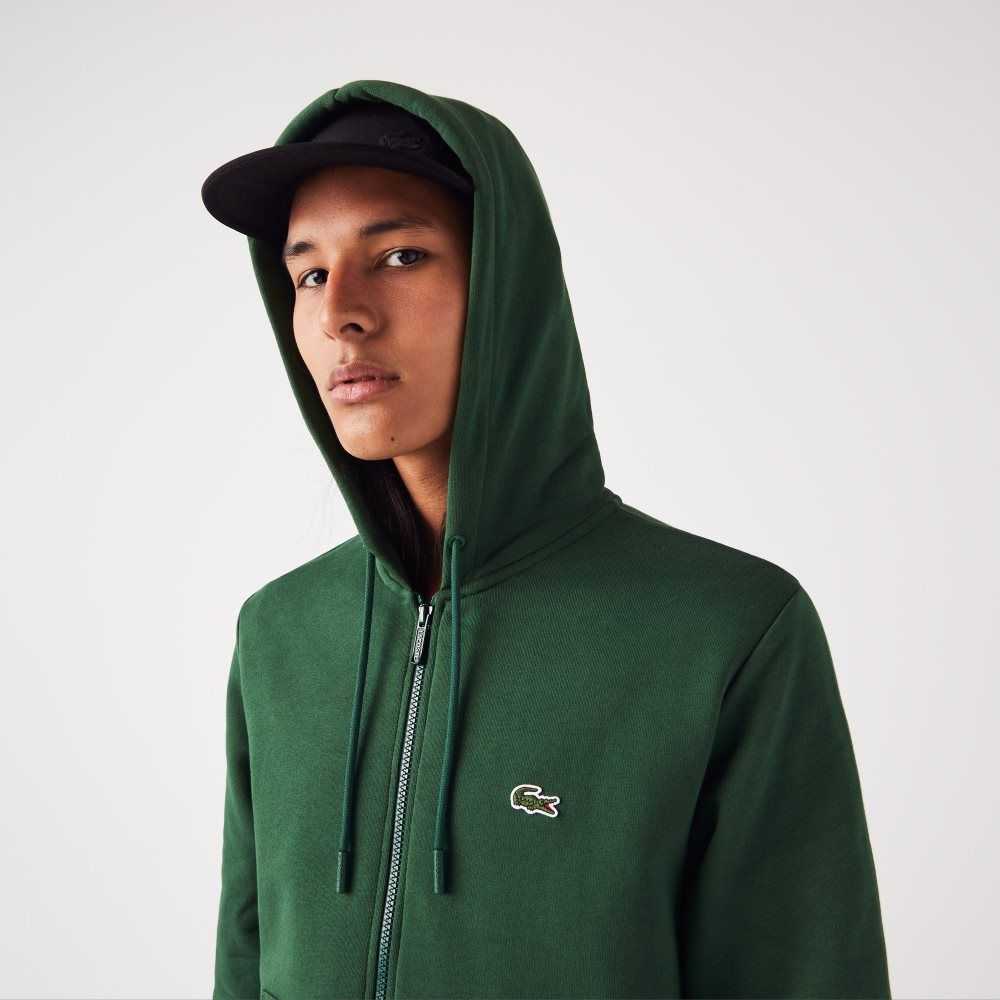 Lacoste Kangaroo Pocket Fleece Zipped Yeşil | SO8924630