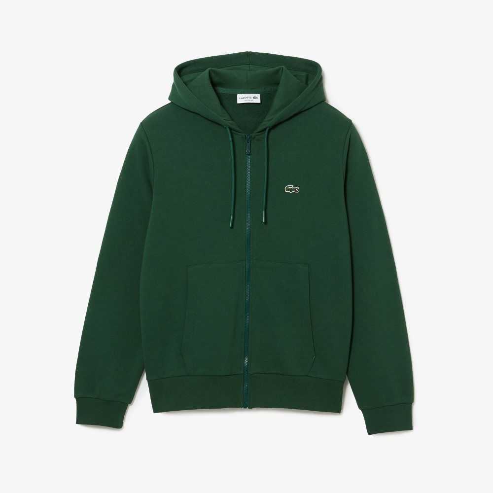 Lacoste Kangaroo Pocket Fleece Zipped Yeşil | SO8924630