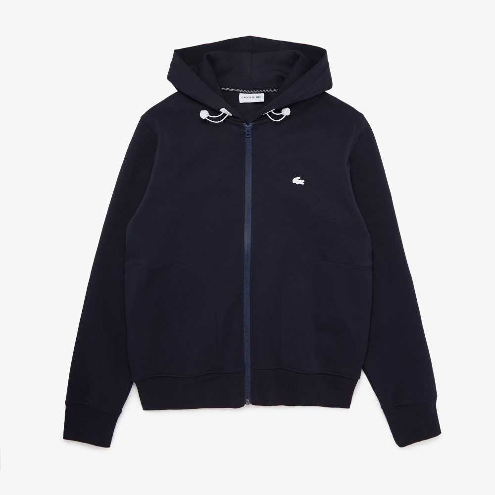 Lacoste Kukuletalı Pamuklu Blend Lettered Zip Lacivert Mavi | VU7195604