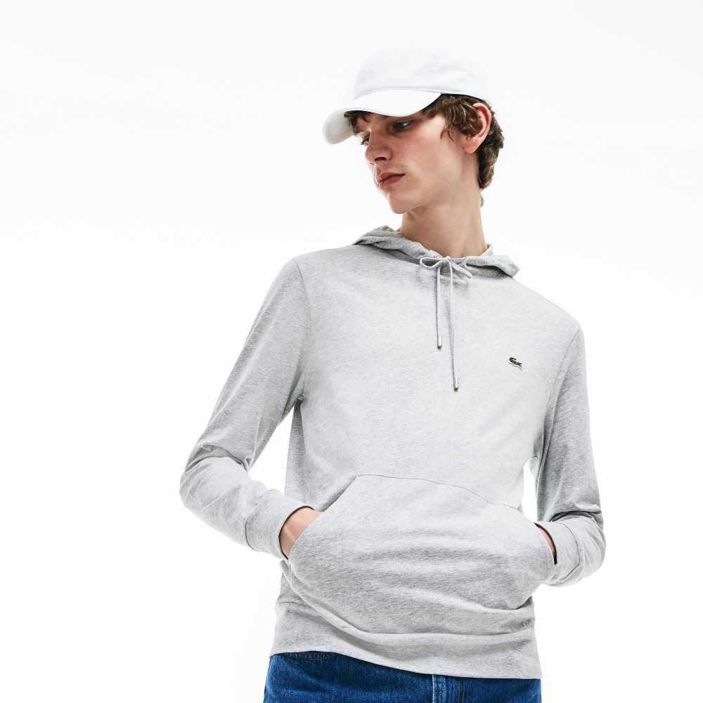 Lacoste Kukuletalı Pamuklu Jersey Sweatshirt Gri | AF6172304